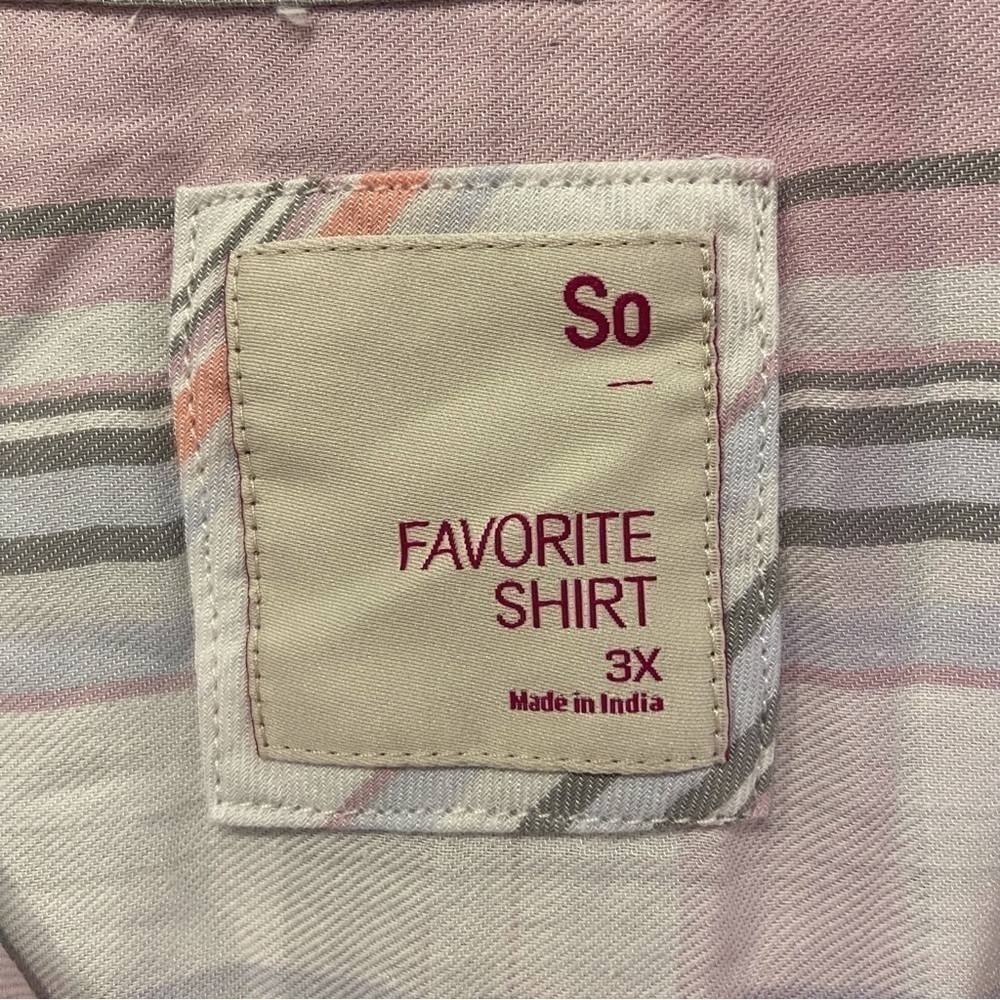 NWT So‎ by Kohls Junior 3X Button Down Shirt Pink Plaid top - Picture 4 of 10